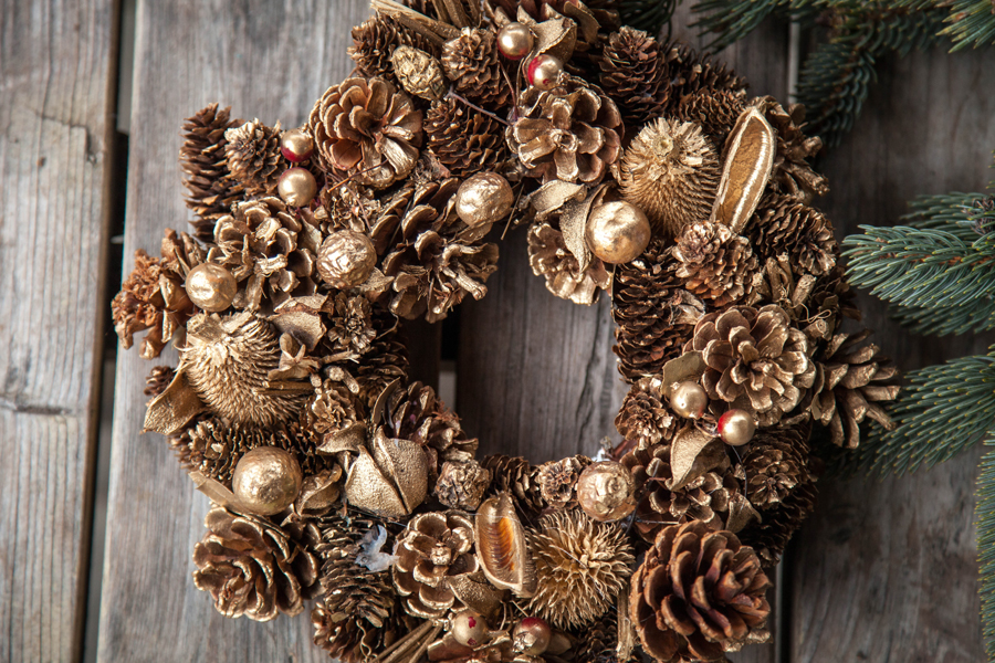 Golden Pine Wreath